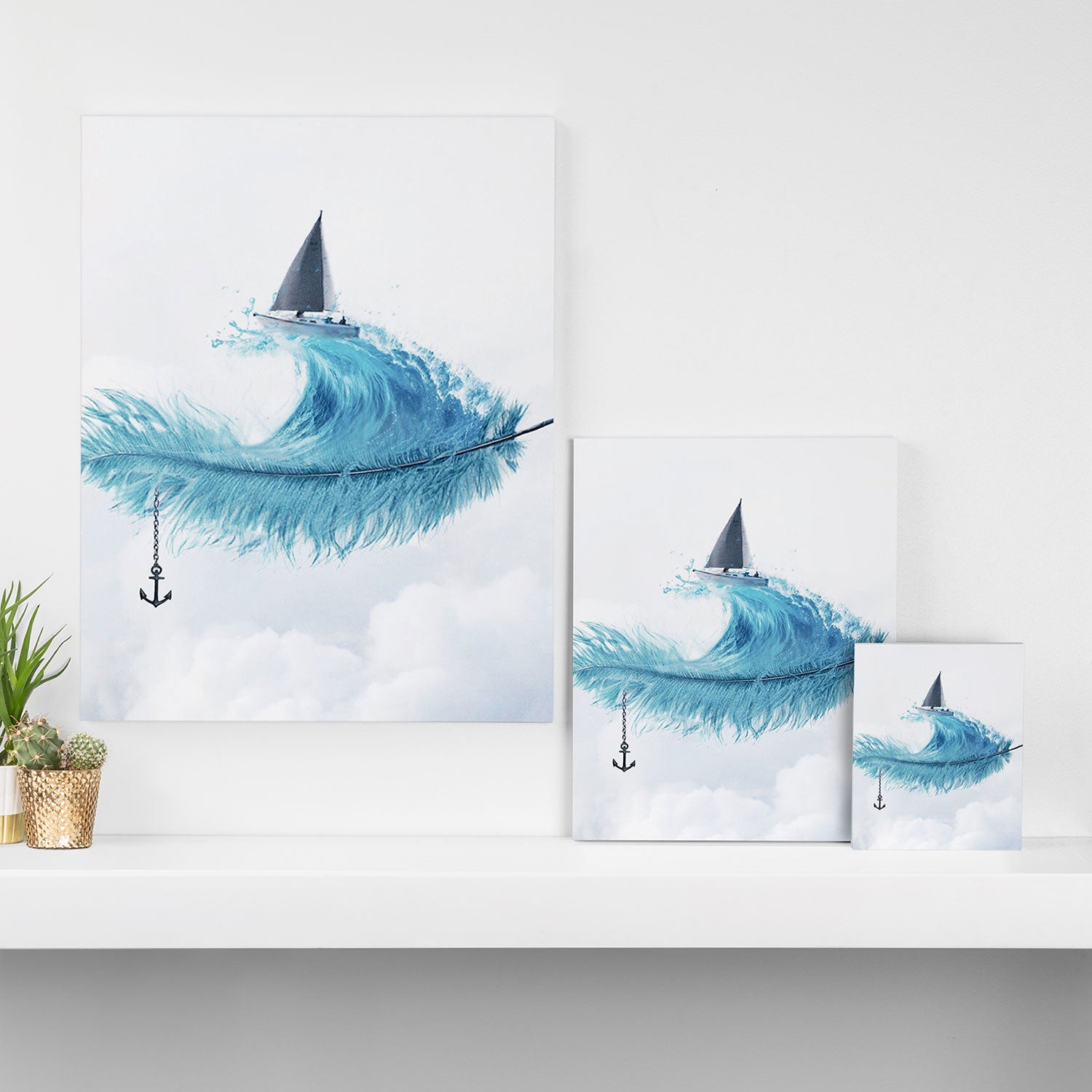Water Feather â¢ Blue Feather I Canvas Print Gallery Image 3