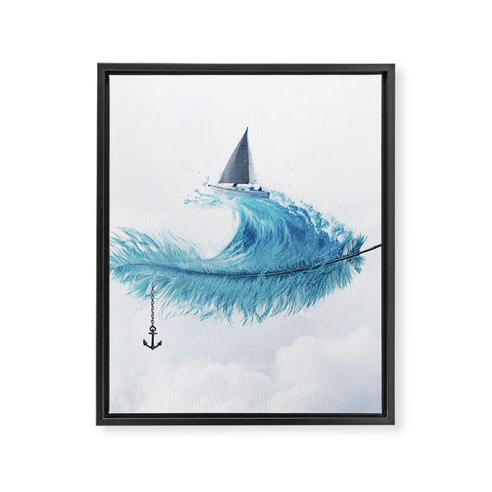 Water Feather â¢ Blue Feather I Framed Canvas Print Gallery Image 1