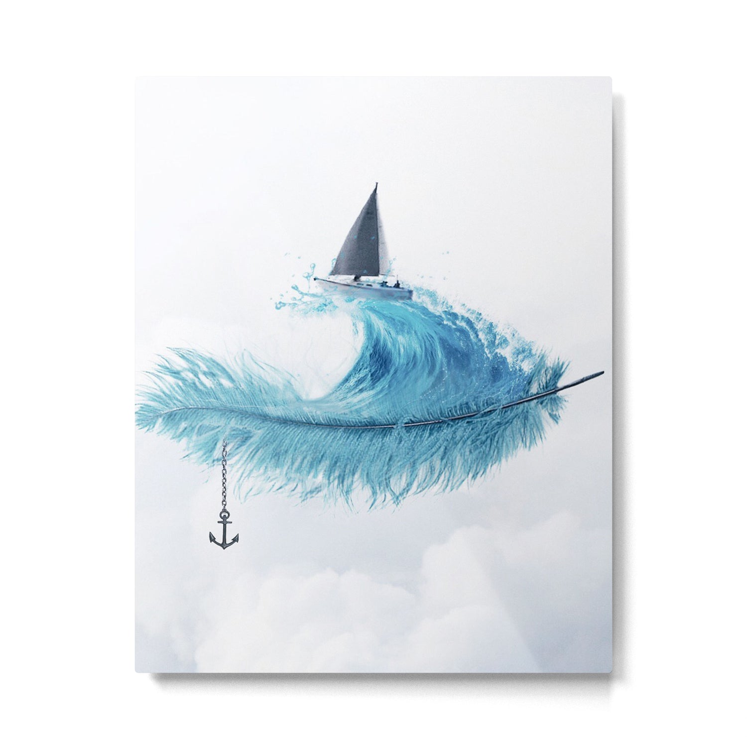 Water Feather â¢ Blue Feather I Metal Print Gallery Image 6