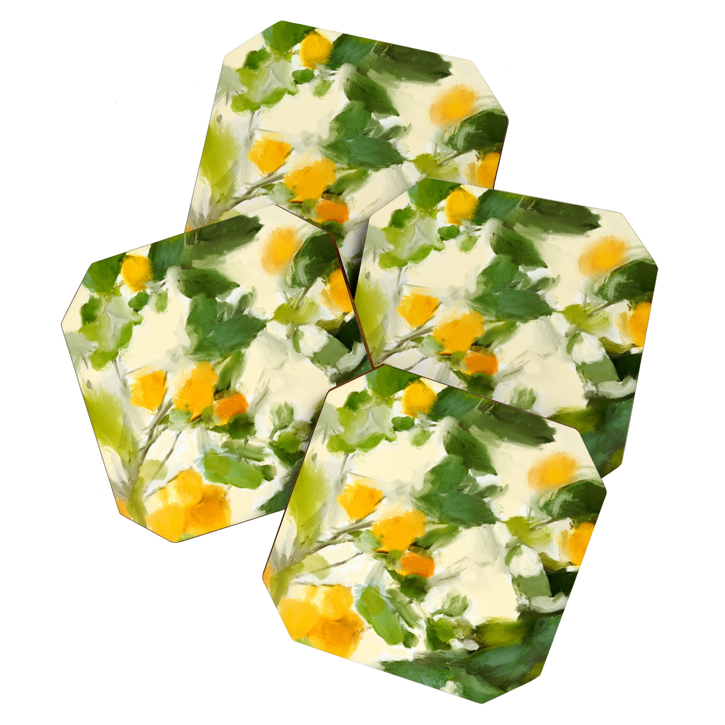 abstract art lemon tree Coaster Gallery Image 1