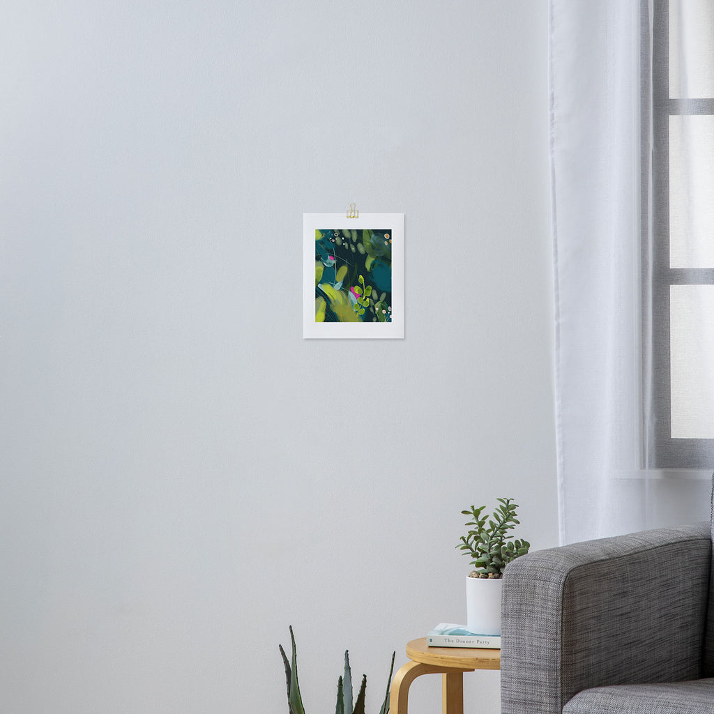 abstract jungle fever leaves in floral green Art Print Gallery Image 3