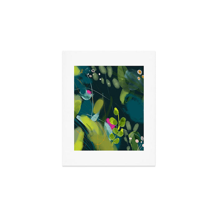 abstract jungle fever leaves in floral green Art Print Gallery Image 1