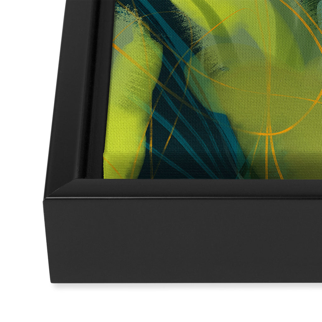abstract jungle fever leaves in floral green Framed Canvas Print Gallery Image 3