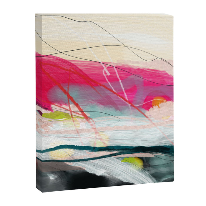abstract landscape with pink sky over white cloud mountain Canvas Print Gallery Image 1