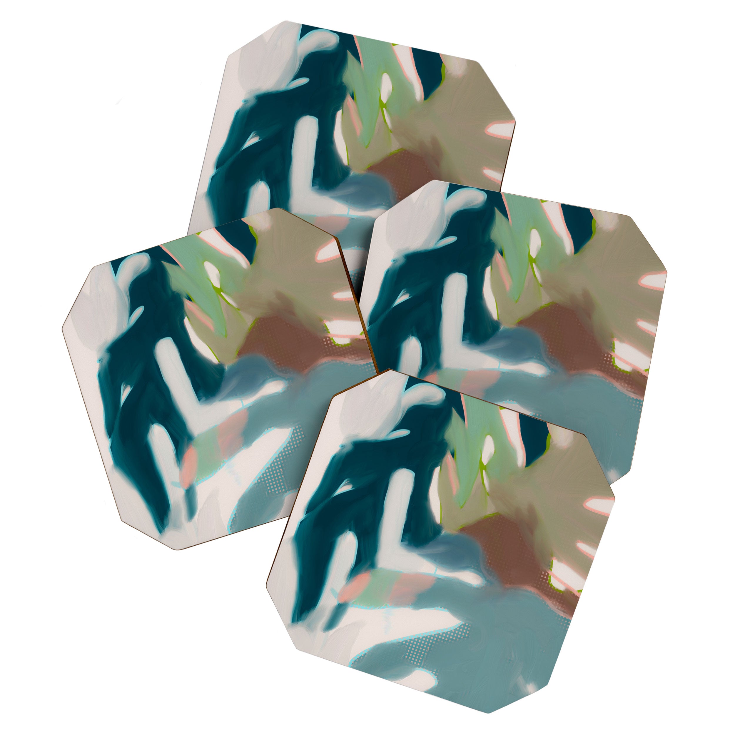 abstract pastel leaves 2 Coaster Gallery Image 1