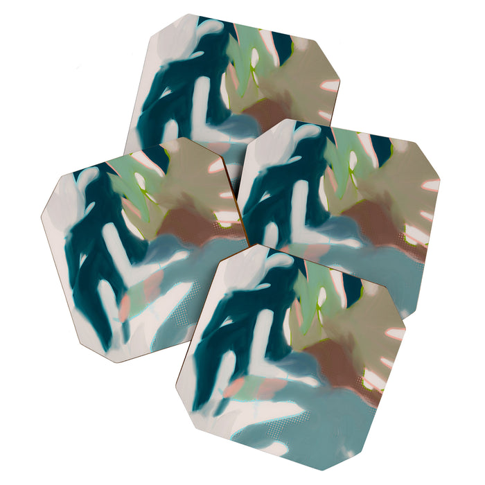 abstract pastel leaves 2 Coaster Gallery Image 1