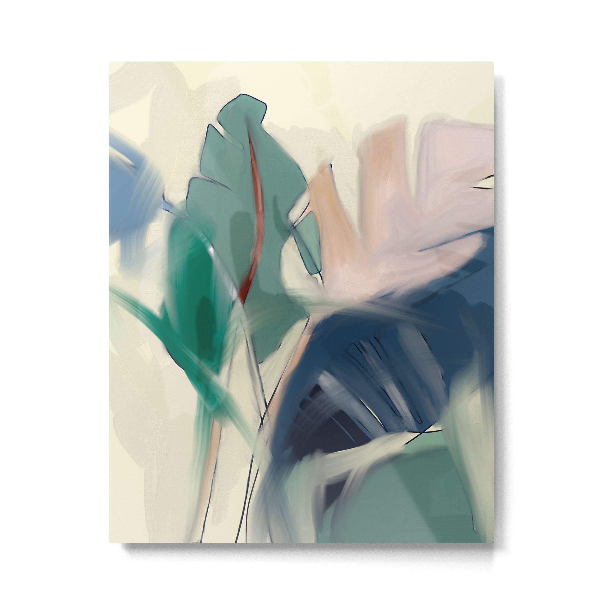 abstract pastel leaves 3 Metal Print Gallery Image 4