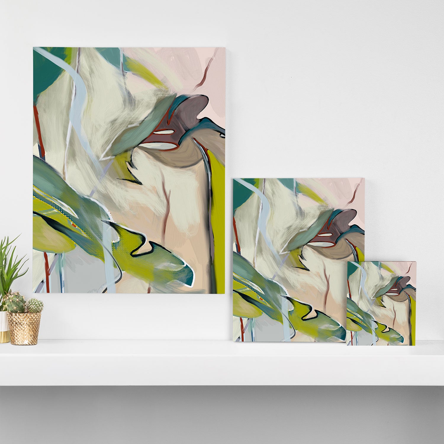 abstract pastel leaves Canvas Print Gallery Image 3