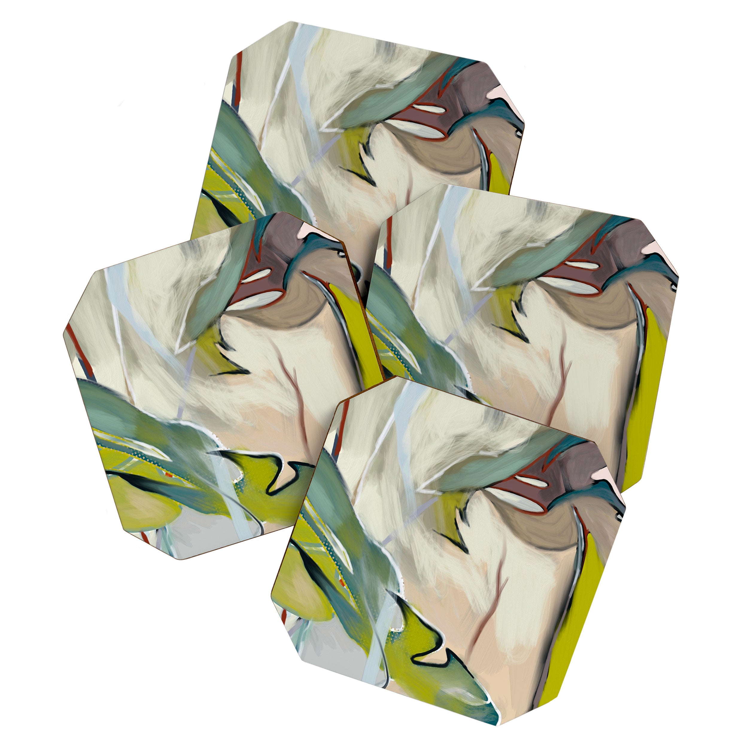 abstract pastel leaves Coaster Gallery Image 1