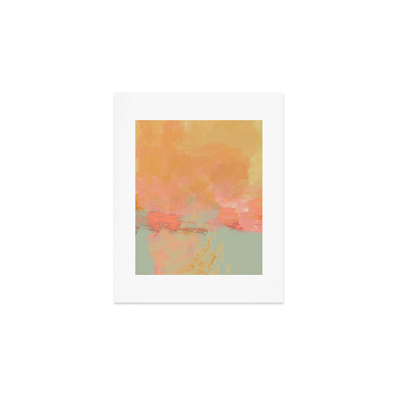 abstract peach sky on mint sea Art Print Gallery Image 1