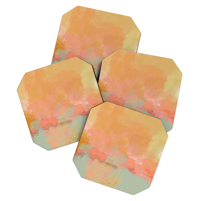 abstract peach sky on mint sea Coaster Gallery Image 1