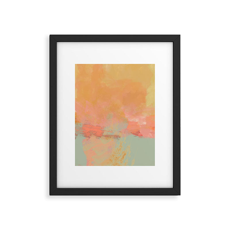 abstract peach sky on mint sea Framed Art Print Gallery Image 6