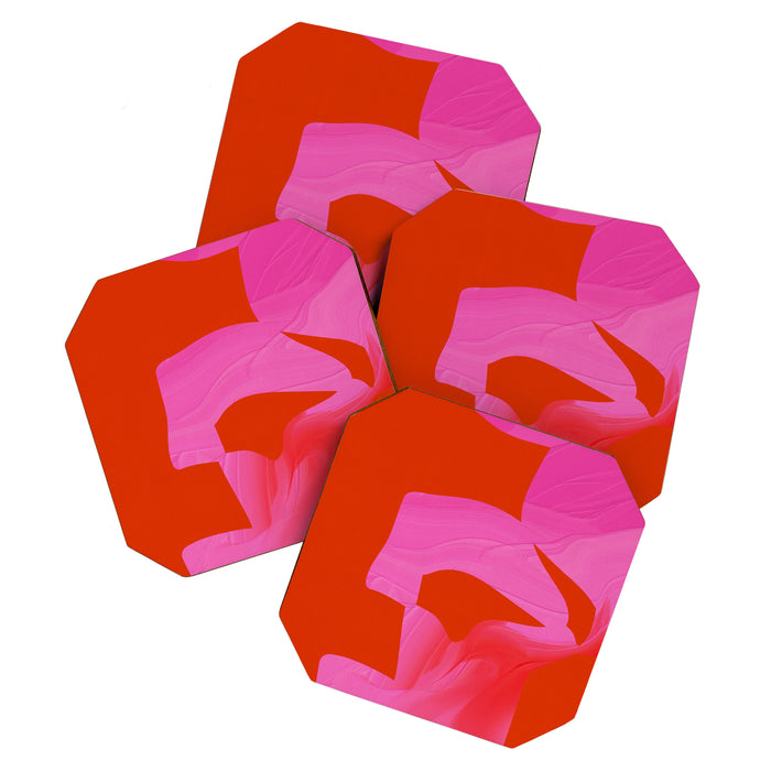 abstract pink orange minimal - imagine 3 Coaster Gallery Image 1