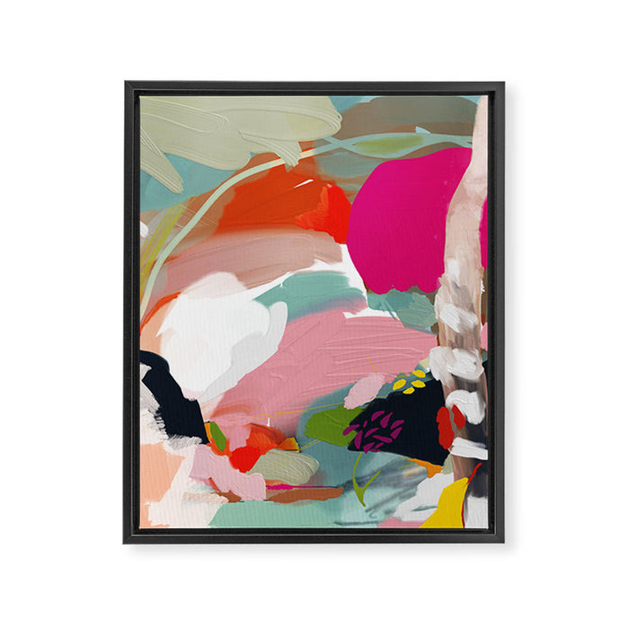 birches in garden abstract modern art Framed Canvas Print Gallery Image 1
