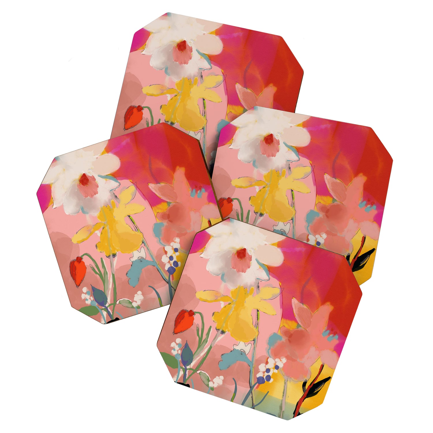 blooming abstract pink Coaster Gallery Image 1