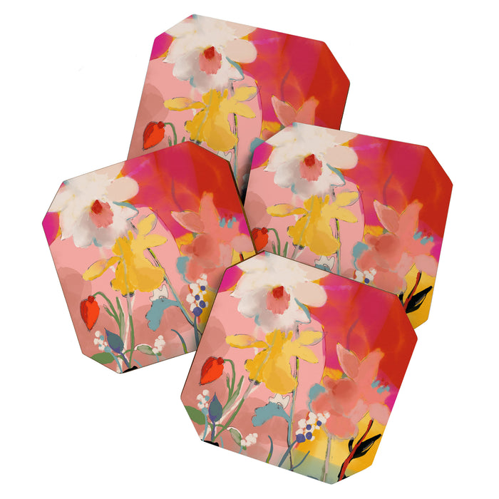 blooming abstract pink Coaster Gallery Image 1