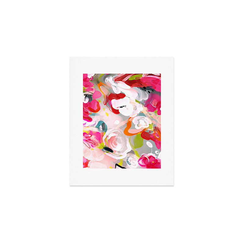 Dream flowers in pink rose floral abstract art Art Print Gallery Image 1