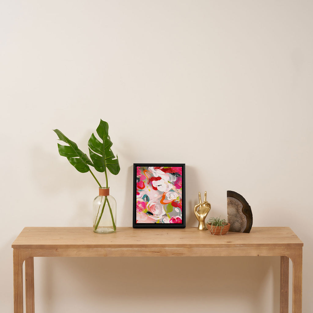 Dream flowers in pink rose floral abstract art Framed Canvas Print Gallery Image 4