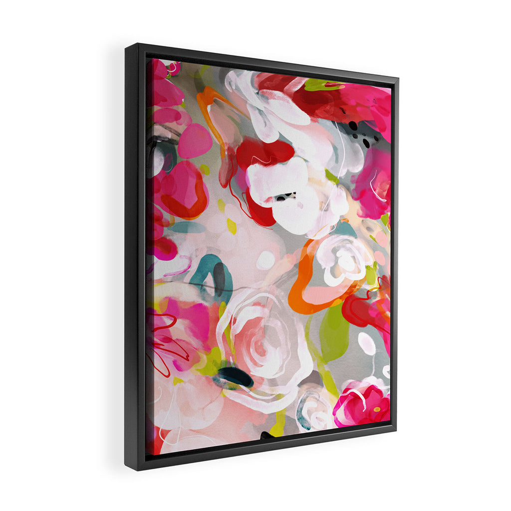 Dream flowers in pink rose floral abstract art Framed Canvas Print Gallery Image 2