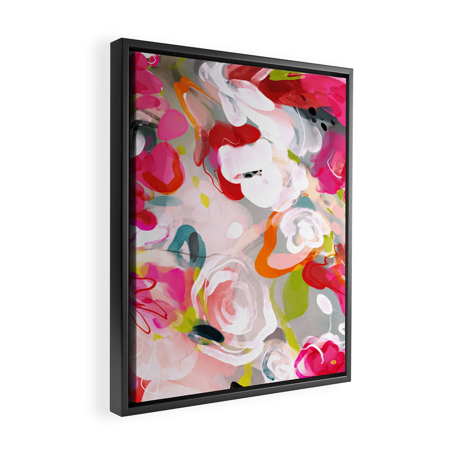 Dream flowers in pink rose floral abstract art Framed Canvas Print Gallery Image 2