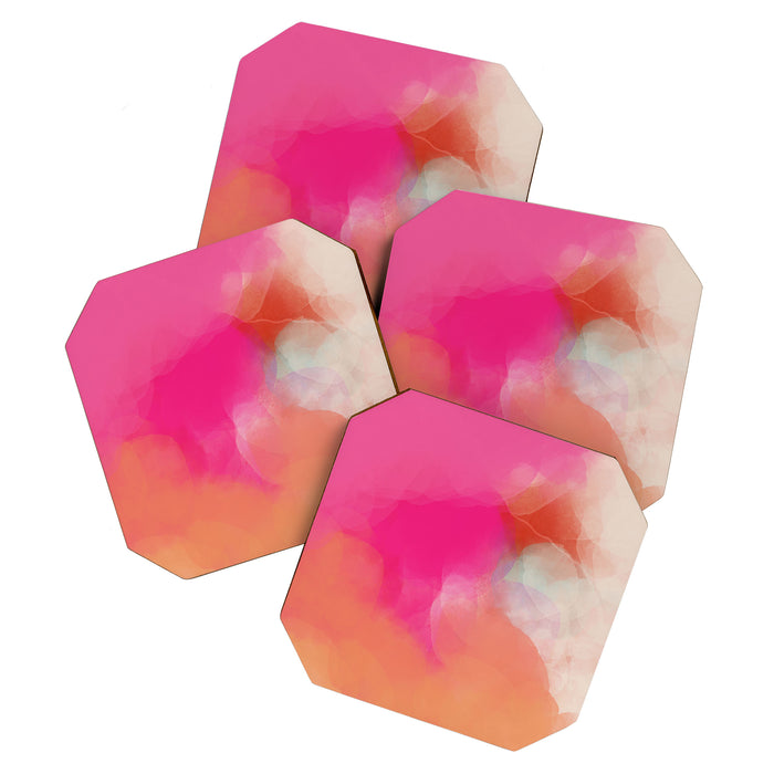 dreamy days in pink peach aquarell Coaster Gallery Image 1
