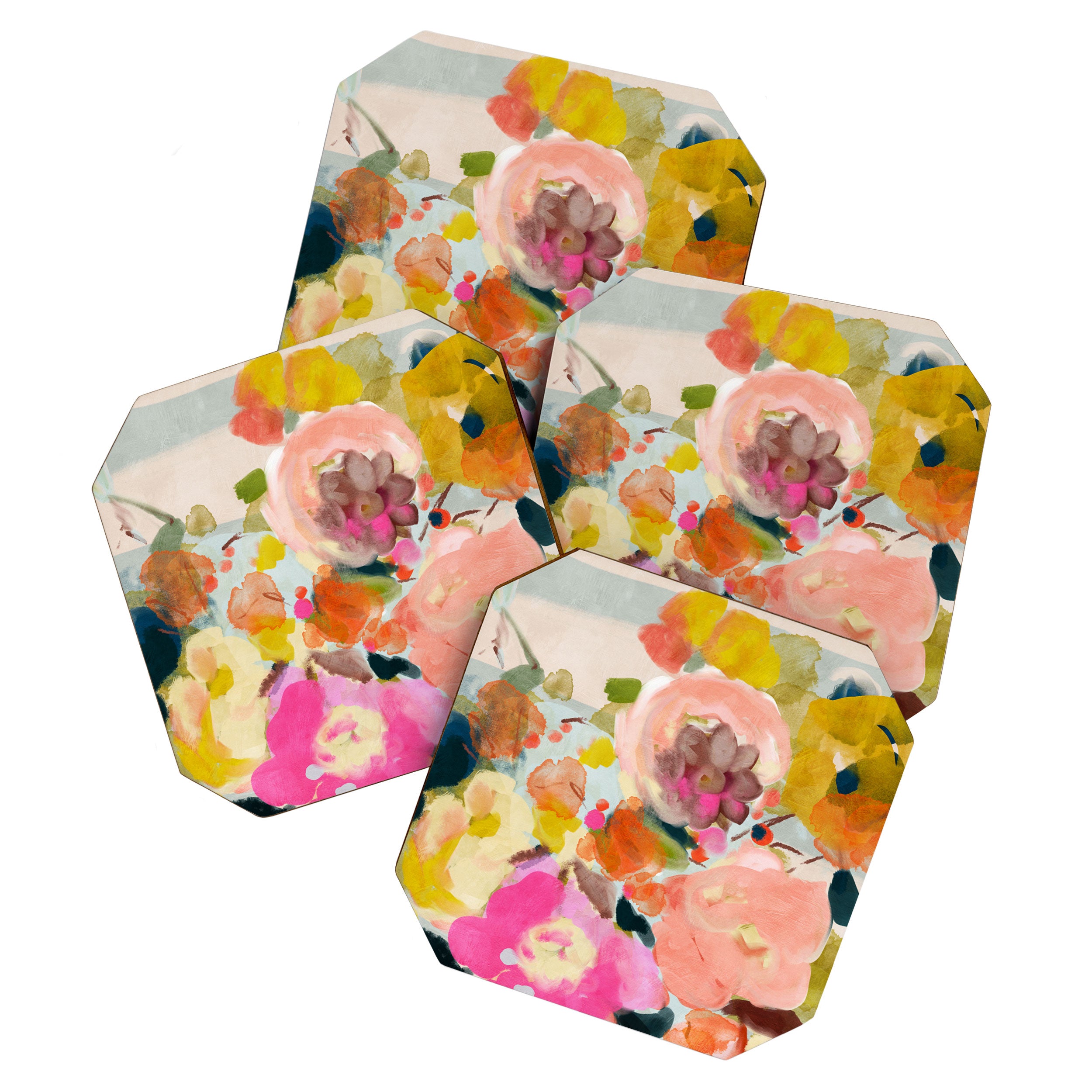 floral bouquet from above abstract art Coaster Gallery Image 1
