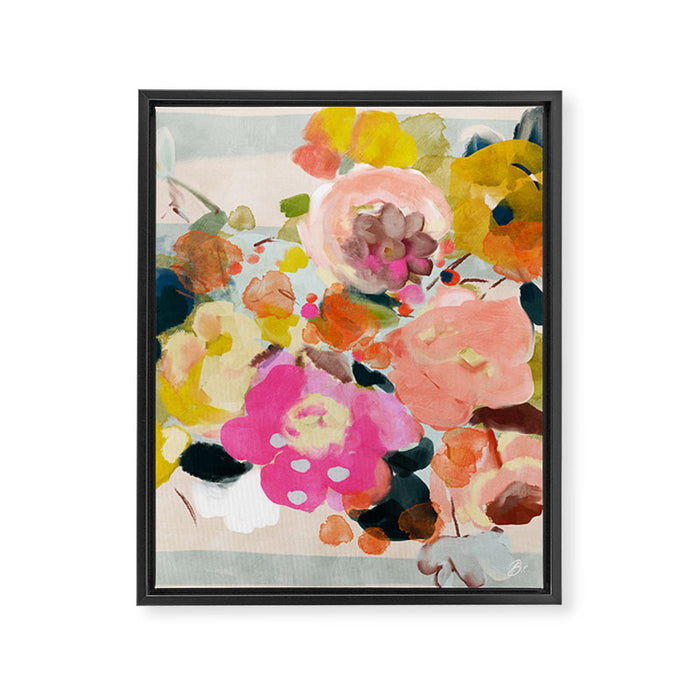 floral bouquet from above abstract art Framed Canvas Print Gallery Image 1
