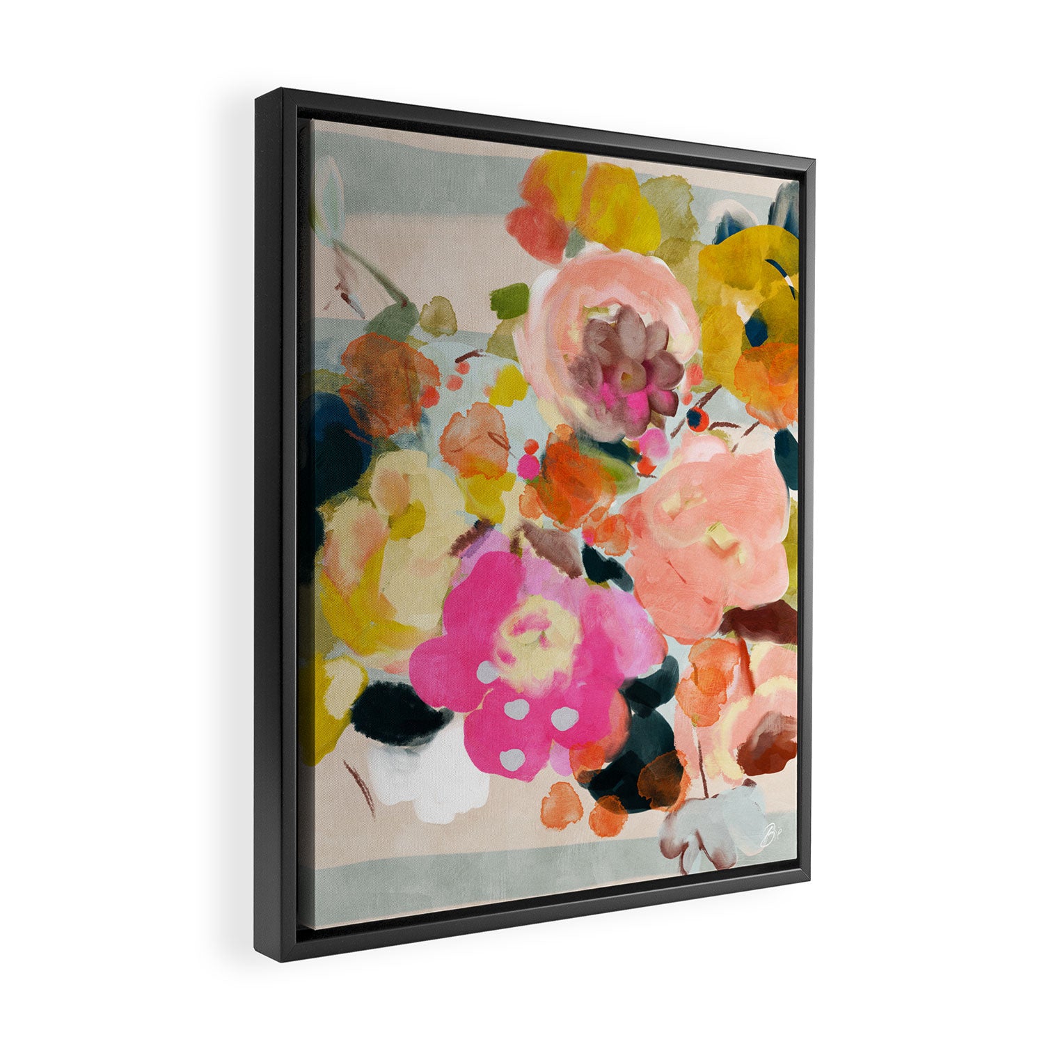 floral bouquet from above abstract art Framed Canvas Print Gallery Image 2