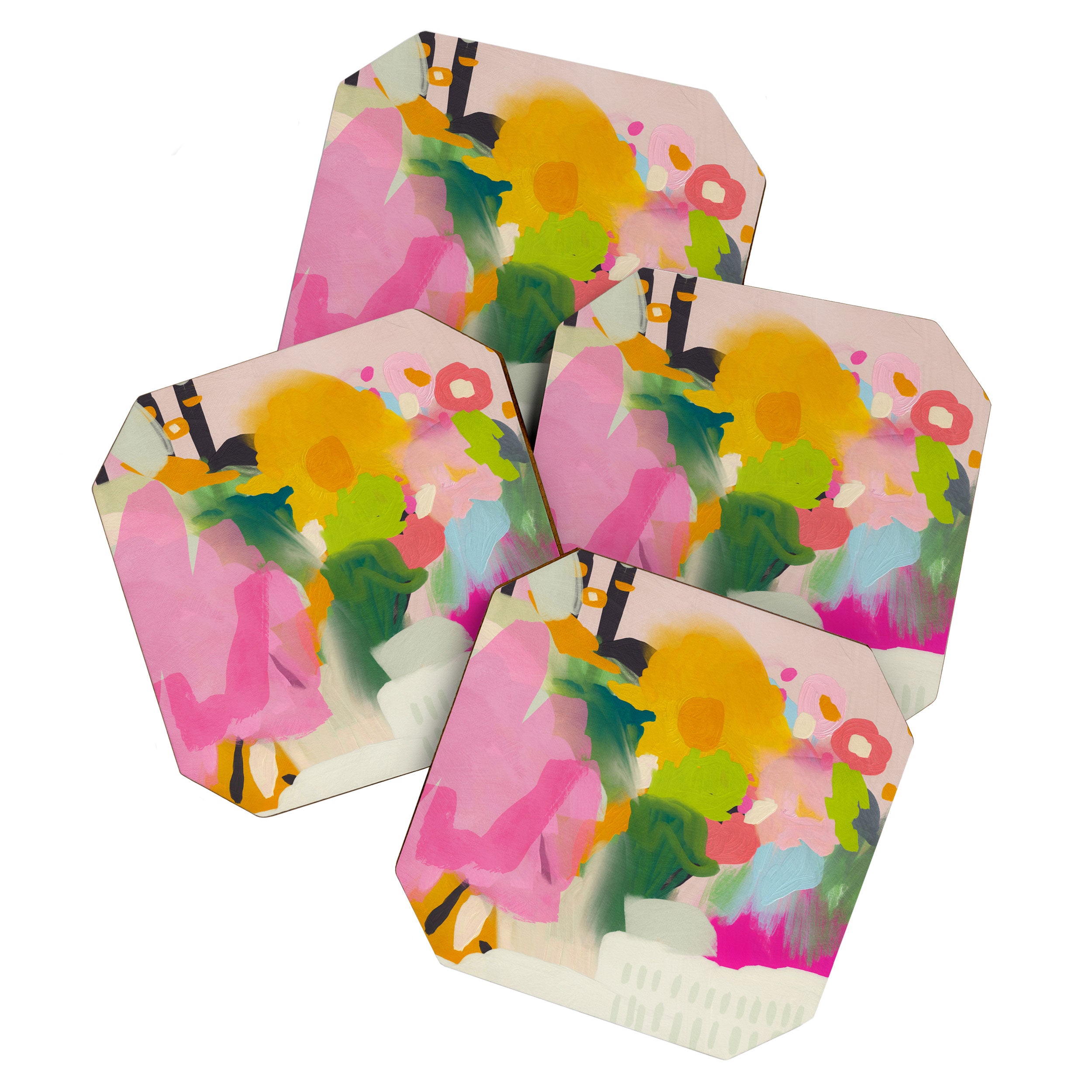 floral color study abstract art Coaster Gallery Image 1