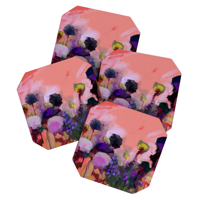 floral pink abstract Coaster Gallery Image 1