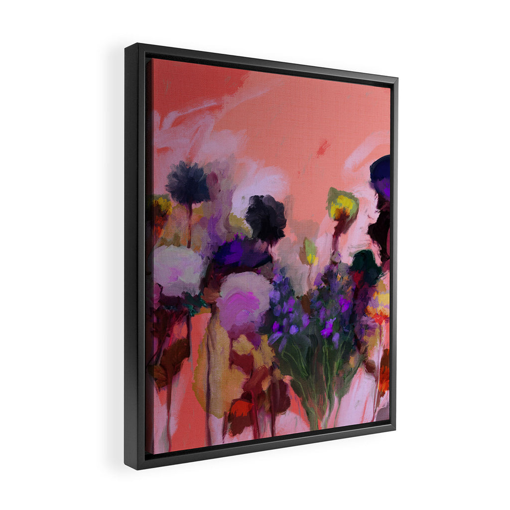 floral pink abstract Framed Canvas Print Gallery Image 2