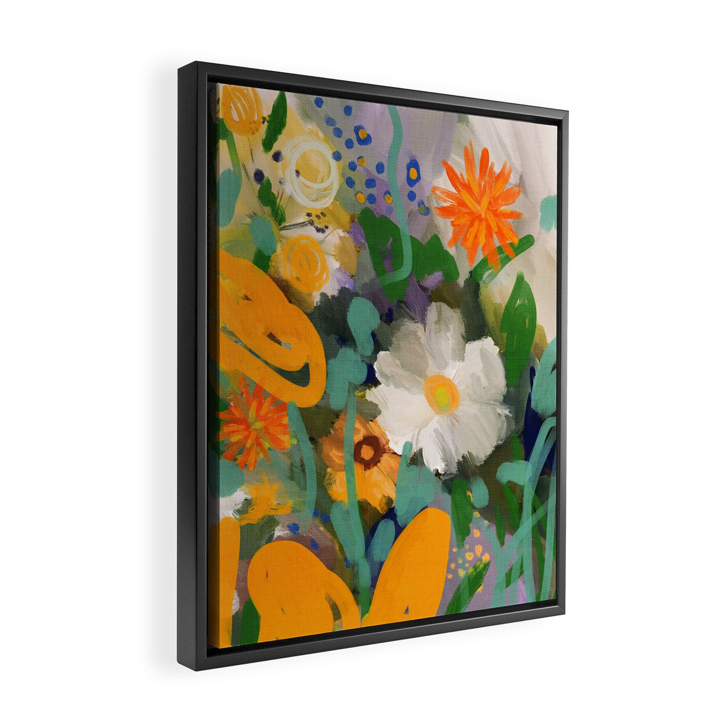 floral spring abstract painting Framed Canvas Print Gallery Image 2