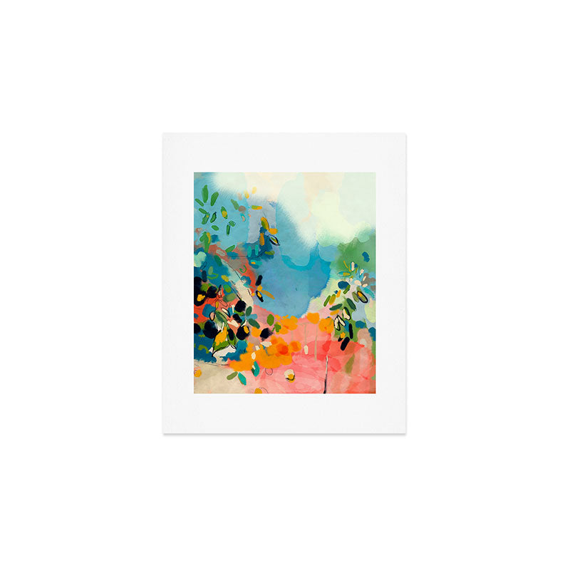garden with sea view and olive tree Art Print