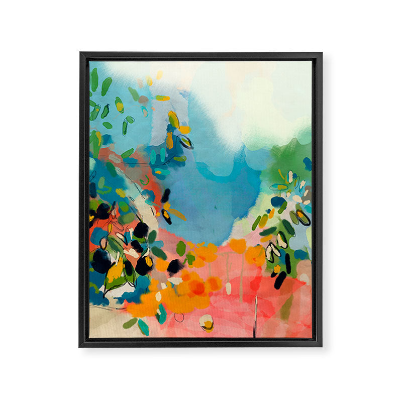 garden with sea view and olive tree Framed Canvas Print Gallery Image 3