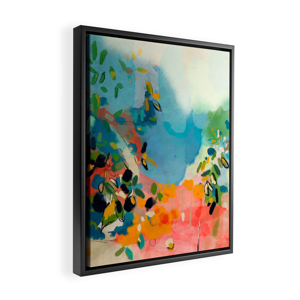 garden with sea view and olive tree Framed Canvas Print Gallery Image 2