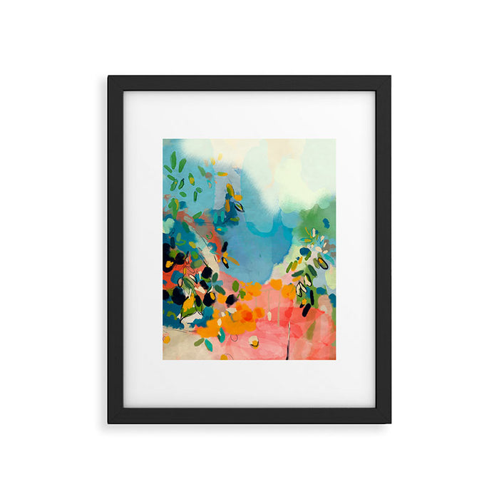 garden with sea view and olive tree Framed Art Print Gallery Image 1
