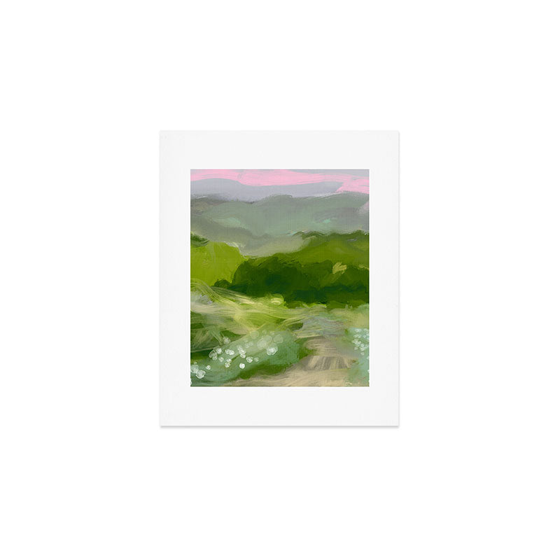 green abstract landscape art Art Print Gallery Image 1