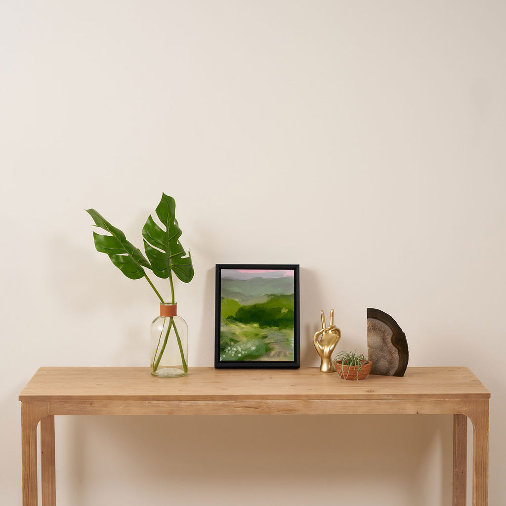green abstract landscape art Framed Canvas Print Gallery Image 4