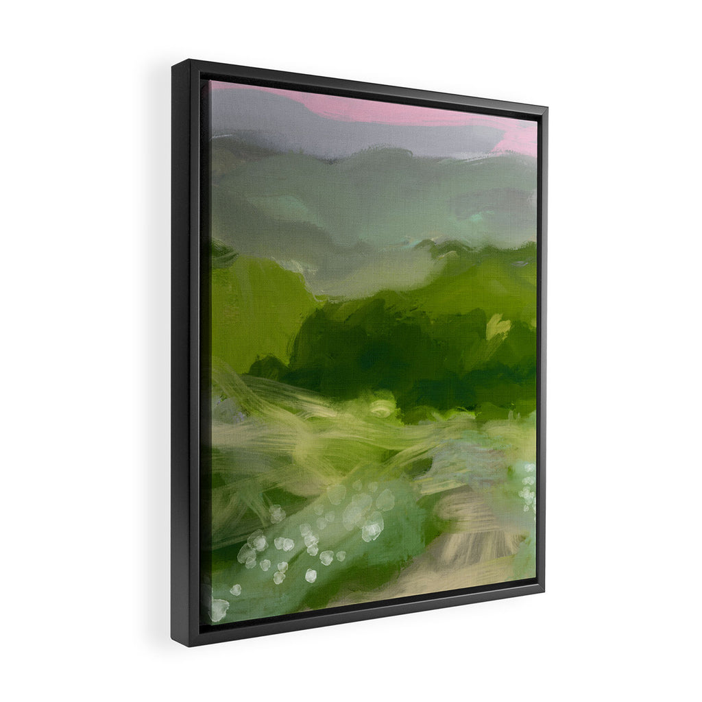 green abstract landscape art Framed Canvas Print Gallery Image 2