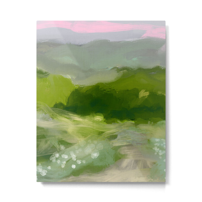 green abstract landscape art Metal Print Gallery Image 1