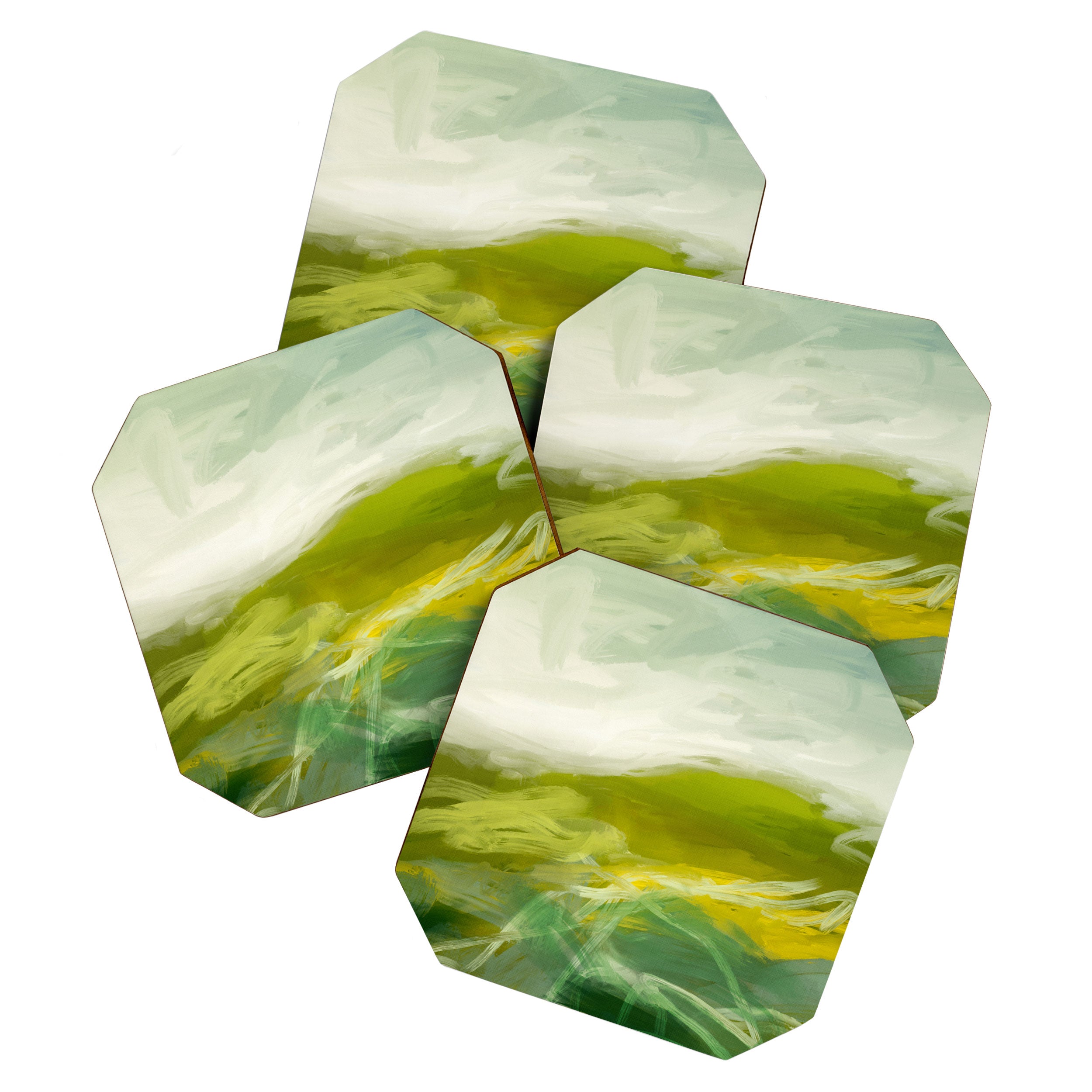 green landscape abstract art Coaster Gallery Image 1