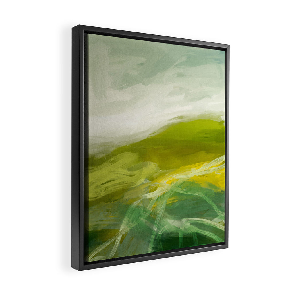 green landscape abstract art Framed Canvas Print Gallery Image 2