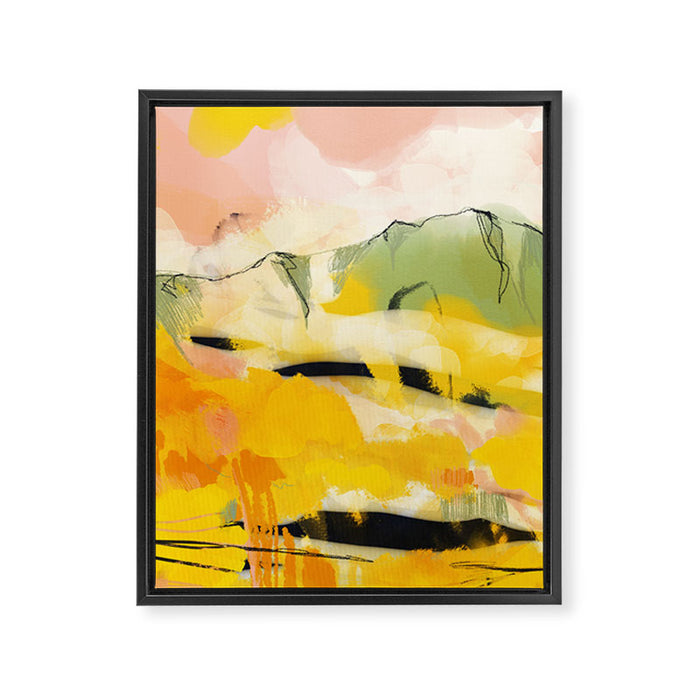 landscape abtract - paysage jaune Framed Canvas Print Gallery Image 1