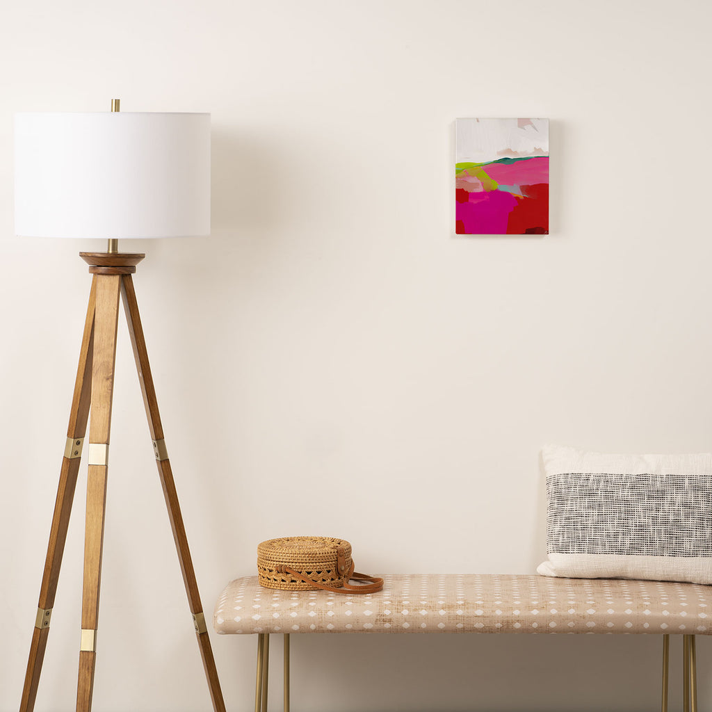 landscape in red with pink abstract art Canvas Print Gallery Image 2
