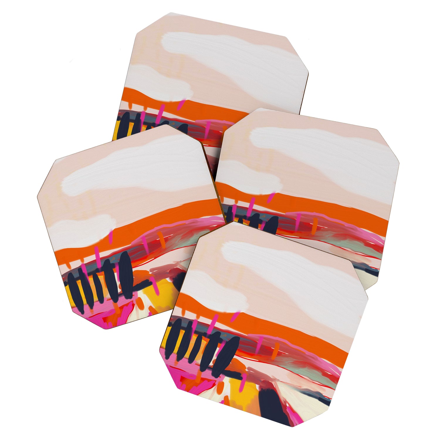 landscape pink peachy abstract Coaster Gallery Image 1