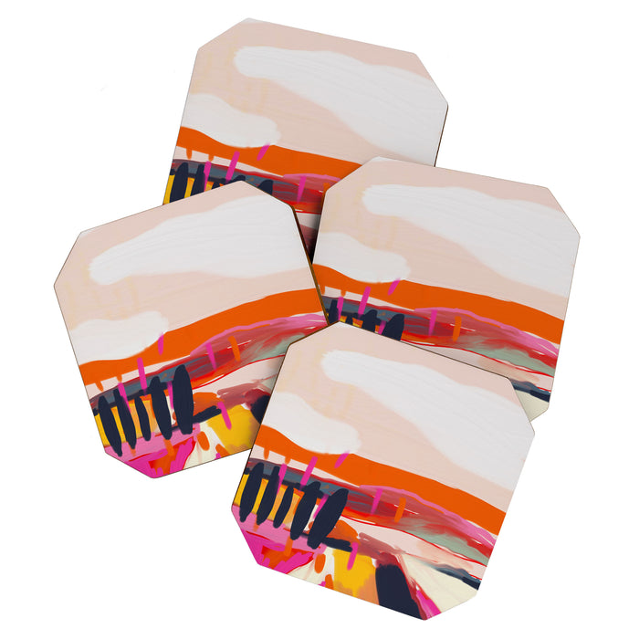 landscape pink peachy abstract Coaster Gallery Image 1