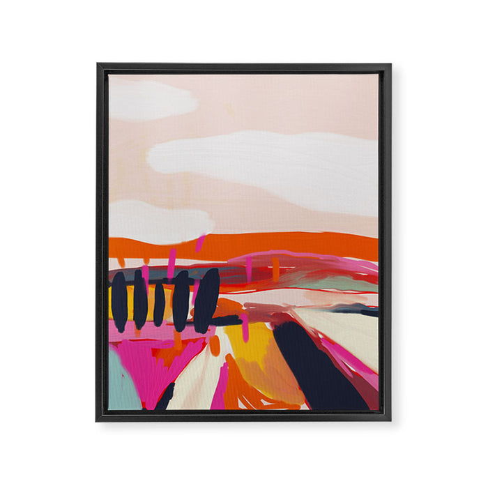 landscape pink peachy abstract Framed Canvas Print Gallery Image 1