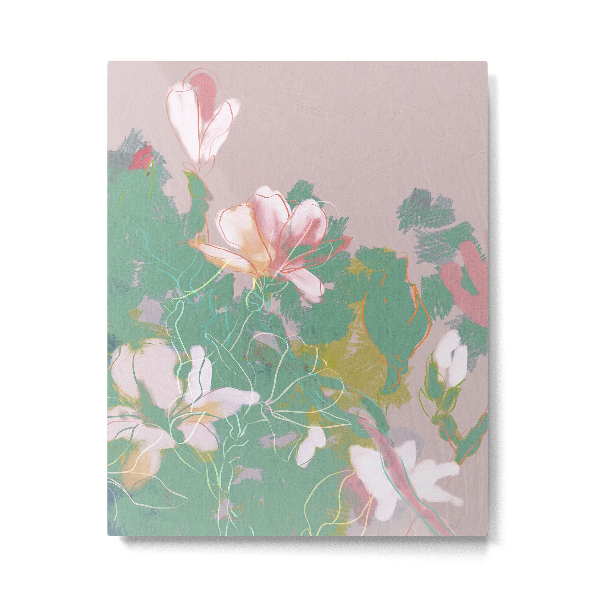magnolia pastel abstract art Metal Print Gallery Image 4