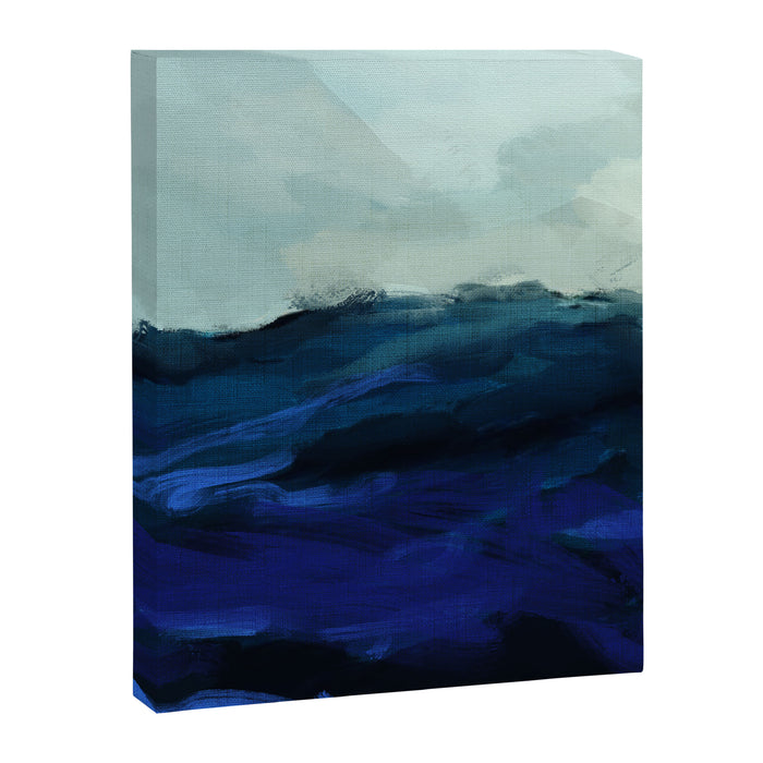 ocean wave blue abstract painting Canvas Print Gallery Image 1