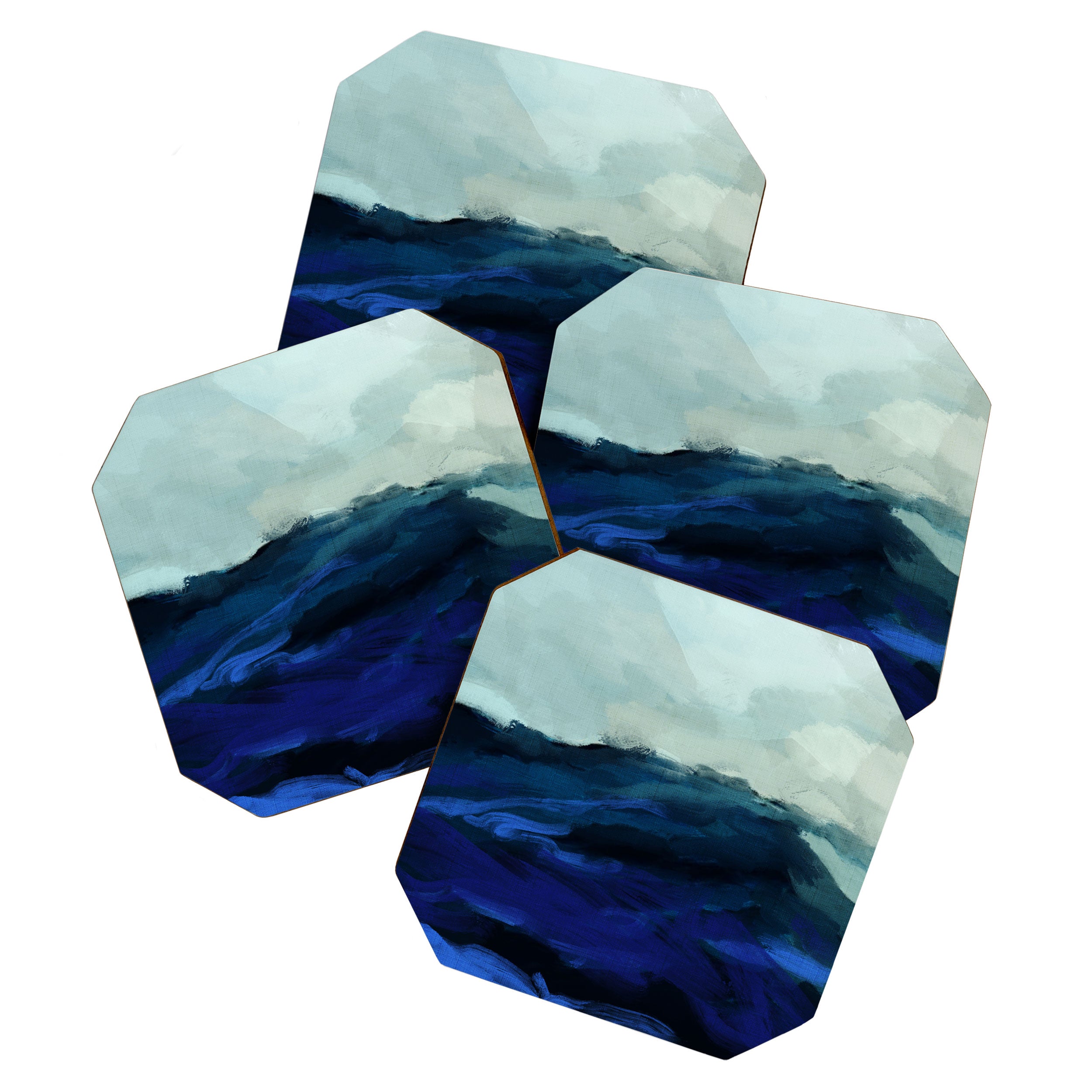 ocean wave blue abstract painting Coaster Gallery Image 1